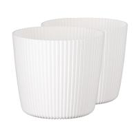 Tymar Vaso per fiori, 2 pezzi, forma rotonda (confezione da 2) bianco, diametro 24 cm)