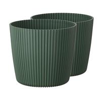 Tymar Vaso per fiori, 2 pezzi, forma rotonda (confezione da 2) verde, diametro 24 cm)