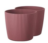 Tymar Vaso per fiori, 2 pezzi, forma rotonda Marsala, diametro 24 cm
