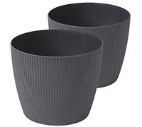 Tymar Vaso per fiori, confezione da 2, forma rotonda, coprivaso ((2pack) Antracite, ø 30 cm)