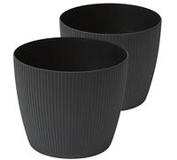 Tymar Vaso per fiori, 2 pezzi, forma rotonda, (2 confezioni), nero, ø 30 cm