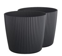 Tymar Set di 2 fioriere con vaso di plastica, forma rotonda ((2pack) Nero opaco, diametro 20 cm)