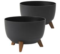 Tymar Vaso per rinvaso grande con piedistalli, vaso da fiori per esterni, vaso grande, ciotola per fontana solare, vaso rotondo da terrazzo_Roma ((2pack) Antracite; ø 47 cm)