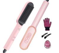 TYMO RING Spazzola Lisciante per Capelli con Pettine Riscaldante, Rosa | 5 temperature, 130°C-210°C, tecnologia PTC, rivestimento in ceramica, rapido riscaldamento, protezione anti-scottatura