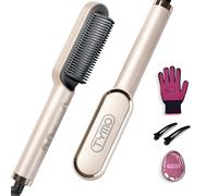 TYMO Ring Spazzola per Lisciare, Piastra per Capelli Professionale, Riscaldamento Rapido, 5 Temperature, Spegnimento Automatico, Antiscottatura, Oro