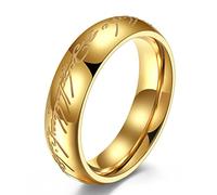 TYMONT Anello Da Uomo Con Scritta Fluorescente Notturna, Elegante Anello Gotico in Acciaio Inossidabile Da 6 Mm, Unisex,D'oro,7