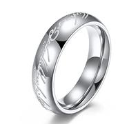 TYMONT Anello Da Uomo Con Scritta Fluorescente Notturna, Elegante Anello Gotico in Acciaio Inossidabile Da 6 Mm, Unisex,Argento,7