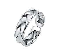 TYMONT Anello intrecciato con nodo celtico in argento Sterling S925, alla moda, semplice, con personalità intrecciata, con volto luminoso, aperto da uomo e da donna