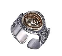 TYMONT Anello Occhio Di Horus Da Uomo in Argento Sterling S925, Anello Occhio Del Diavolo Regolabile Aperto Vintage Gotico,Argento,8