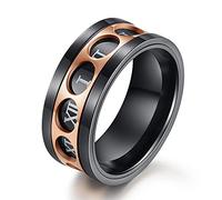 TYMONT Anello Ruotabile Con Numeri Romani, Anello Da Uomo Con Dodici Numeri Romani in Stile Gotico Vintage,Nero,8