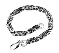 TYMONT Bracciale Con Mantra A Sei Caratteri Inciso in Argento Sterling S925 Del Buddismo Tibetano, Braccialetto Con Amuleto in Argento Thailandese Buddista Religioso,Silver 5mm,20cm