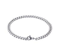 TYMONT Bracciale Da Coppia A Catena Cubana in Acciaio Inossidabile, Bracciale Piatto Spesso A Catena Rossa Dello Stesso Stile, Accessori Moto Punk,Silver women's,20.5CM