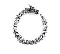 TYMONT Bracciale Da Uomo Dragon Bone: Stile Robusto Di Ispirazione Vintage; Accessorio Unisex Con Catena Dal Design Minimalista,Argento,22cm