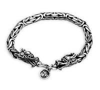 TYMONT Bracciale Da Uomo in Argento Sterling S925 Con Drago, Bracciale Da Moto Con Doppia Testa Di Drago in Argento Tailandese Gotico Vintage,Silver 7mm,21cm
