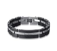 TYMONT Bracciale Fibra Carbonio Forgiato Combinato Acciaio Inossidabile Gotico, Bracciale Staccabile Da Uomo in Fibra Di Carbonio Da Motociclista Punk Da 8,5"