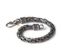 TYMONT Bracciale Intrecciato A Mano in Argento 925 Con Spessore Di 6 Mm, Bracciale Hip Hop Personalizzato Da Uomo S925 Bracciale Intrecciato Misto in Argento 925,Argento,19.5cm