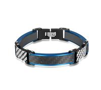 TYMONT Bracciali Carburo Tungsteno Alta Qualità Europei E Americani, Bracciali in Fibra Di Carbonio Da Uomo in Acciaio Inossidabile, Regali Moto Punk,Blu