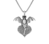 TYMONT Ciondolo A Pipistrello Personalizzato in Peltro Puro, Collana in Peltro Puro Punk Hip Hop Per Uomo,Argento,Pendant + Chain 50cm
