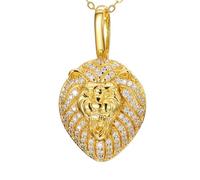 TYMONT Ciondolo A Testa Di Leone in Argento Sterling S925 Da Uomo E Da Donna, Collana Con Ciondolo A Testa Di Leone Dominante Vintage,D'oro,50cm