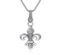 TYMONT Ciondolo Ad Ancora Vintage in Peltro Puro, Collana Personalizzata Da Uomo Con Ciondolo Ad Ancora in Peltro Puro,Argento,Pendant + Chain 50cm