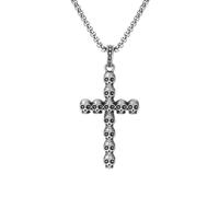 TYMONT Ciondolo Personalizzato in Puro Peltro Con Teschio E Ossa Incrociate, Collana Da Uomo in Puro Peltro Punk Hip Hop,Argento,Single Pendant