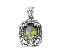 TYMONT S925 Argento Sterling Ciondolo Quadrato Verde Zircone Cavo, Uomini E Donne Personalizzati Moda Cento Corrispondenti Collana Ciondolo in Argento Sterling,Argento,Pendant + Chain 70cm