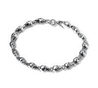 TYMONT S925 Bracciale Teschio in Argento Sterling, Bracciale Teschio Personalizzato Da Donna in Argento Sterling,Argento,20cm