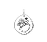 TYMONT S925 Ciondolo Quadrato Irregolare Del Cherubino Dell'argento Sterlina, Moda D'epoca Cento Collana D'argento Sterlina,Argento,Single Pendant