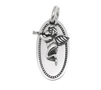 TYMONT S925 Puro Cherubino Ciondolo D'argento Quadrato, Marea Femminile Stile Moda Cento Collana D'argento Sterlina,Argento,Single Pendant