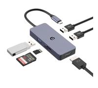 Tymyp Hub USB C, adattatore USB C Dual 4K, HDMI USB C, hub 6 in 1, compatibile con Air/Pro/iPad/Surface/altri dispositivi di tipo C (HDMI 4K, USB 3.0, 2 USB 2.0, SD/TF 2.0)