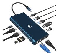 Tymyp Hub USB C, docking station 12 in 1, hub USB C con tre schermi, 2 HDMI, DisplayPort, tipo C PD, USB C 3.0, scheda TF/SD, 4 porte USB, Ethernet, perfetta compatibilità con laptop di tipo C