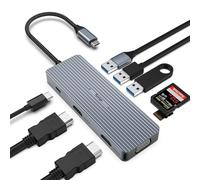 Tymyp Hub USB C, hub USB 9 in 1, Dual 4K, HDMI, VGA, 100 W PD, USB 3.0, 2 USB 2.0, lettore di schede SD/TF, MacBook/Surface Pro Support