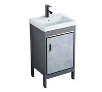 TYMYW Mobile Bagno A Terra con Lavabo in Ceramica e Rubinetto Mobile Bagno con Piedini e Cerniera Ammortizzata,grigio,43 Cm