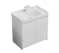 TYMYW Mobile Bagno Bianco con Lavabo Ceramica e Miscelatore Mobile Bagno A Terra con Piedini con Cerniere Ammortizzate,80 Cm