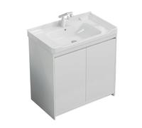 TYMYW Mobile Bagno Bianco con Lavabo Ceramica e Miscelatore Mobile Bagno A Terra con Piedini con Cerniere Ammortizzate,70 Cm