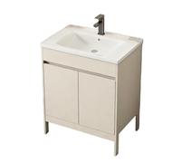 TYMYW Mobile Bagno con Lavabo A Terra con Rubinetto Mobile Bagno con Piedini e Cerniera Ammortizzata,Milk White,60 Cm
