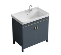 TYMYW Mobile Bagno con Lavabo e Rubinetto con Asse di Lavaggio Bagno con Mobile A Terra con Piedini e Cerniere Ammortizzate,Grigio Scuro,70 Cm