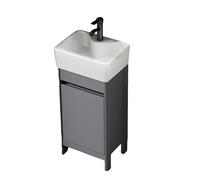 TYMYW Mobile Bagno con Lavabo e Rubinetto con Lavabo in Ceramica Mobile Bagno con Piedini con Cerniere Ammortizzate,Grigio,40 Centimetri