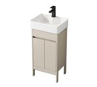 TYMYW Mobile Bagno con Lavabo e Rubinetto Lavandino Bagno con Mobiletto A Terra con Cerniera Ammortizzata e Piedi,Milk White,48 Cm