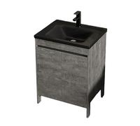 TYMYW Mobile Bagno con Lavabo e Rubinetto Mobile Bagno A Terra con Cerniera Ammortizzata e Piedi con Lavabo in Ceramica,grigio,60 Cm