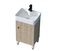 TYMYW Mobile Bagno con Lavabo e Rubinetto Mobile Bagno A Terra con Piedini con Cerniere Ammortizzate,Colore Del Legno,40 Centimetri