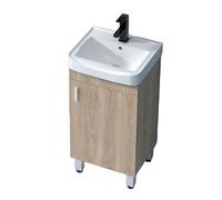 TYMYW Mobile Bagno con Lavabo e Rubinetto Mobile Bagno A Terra con Piedini con Cerniere Ammortizzate,Colore Del Legno,43 Cm