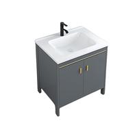 TYMYW Mobile Bagno con Lavabo e Rubinetto Mobile Bagno con Lavabo A Terra con Piedi con Cerniere Ammortizzate,Grigio,60 Cm