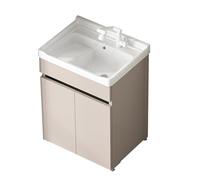 TYMYW Mobile Bagno con Lavabo in Ceramica e Rubinetto con Asse di Lavaggio Bagno con Mobile A Terra con Piedini,Cachi,60 Cm