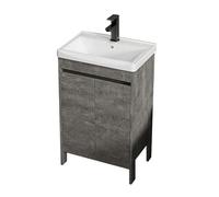 TYMYW Mobile Bagno da Terra con Lavabo in Ceramica e Rubinetto Mobile Bagno con Piedini e Cerniere Ammortizzate,Grigio,50 Cm