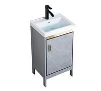 TYMYW Mobile Bagno Grigio con Lavabo in Ceramica e Rubinetto Mobile Bagno A Terra con Piedi con Cerniere Ammortizzate,43 Cm