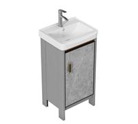 TYMYW Mobile Bagno Grigio con Lavabo in Ceramica e Rubinetto Mobile Bagno A Terra con Piedi e Cerniere Ammortizzate,43 Cm
