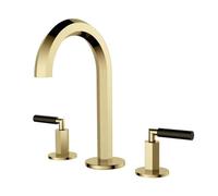 TYMYW Rubinetto A 3 Fori Lavabo Bagno Canna Alta Caldo e Freddo Rubinetto per Lavabo Diviso Doppia Maniglia in Ottone,Oro