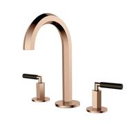 TYMYW Rubinetto A 3 Fori Lavabo Bagno Canna Alta Caldo e Freddo Rubinetto per Lavabo Diviso Doppia Maniglia in Ottone,Oro Rosa