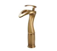 TYMYW Rubinetto Alto Lavabo Bagno a Cascata Ottone Nero Anticato Miscelatore Monocomando Monoforo per Lavabo da Appoggio